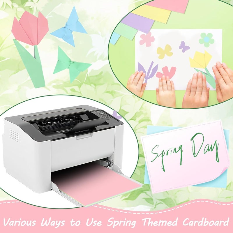 JULBEAR 30 Sheets Spring Easter Day Colored Cardstock 5 Colors 180gsm 8.5x11 Inch Assorted Cardstock for DIY Cards Scrapbook Print Paper DIY Crafts Holiday Decorations Making Office Home Supplies - Image 5